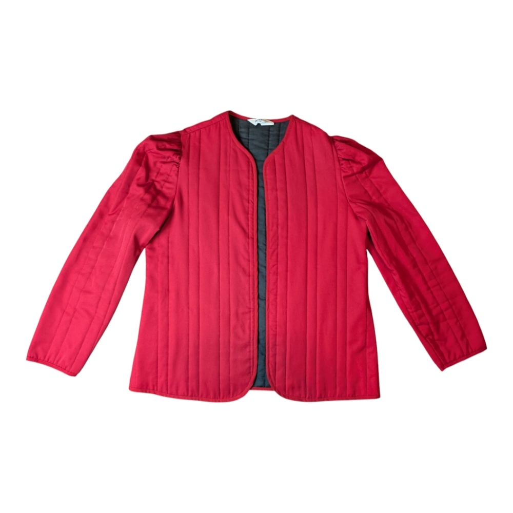 Lonquil Red Quilted Blazer Women's Size 18 Vintage - Picture 9 of 13